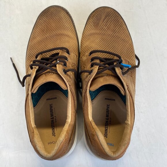 258460 MCGUFFEY MENS SHOE Size 10 M TAN OILED LEATHER JOHNSTON&MURPHY GOLF SHOE - Picture 5 of 13